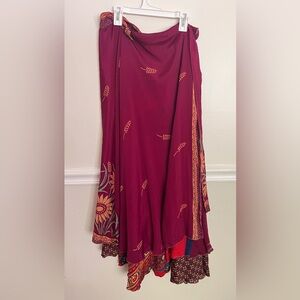 Reversible Silk Wrap Maxi Skirt